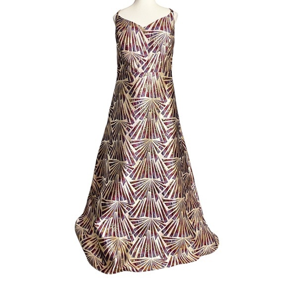 Night Way Collections Dresses & Skirts - Night Way Collections Gold and Purple Art Deco Shimmer Formal Dress
